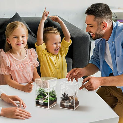 Set of 2 Jumping Spider Enclosure | Acrylic Insect & Bug Terrarium, Praying Mantis Habitat, No Assembly Required, 2-Size Kit - size: 1.5mm