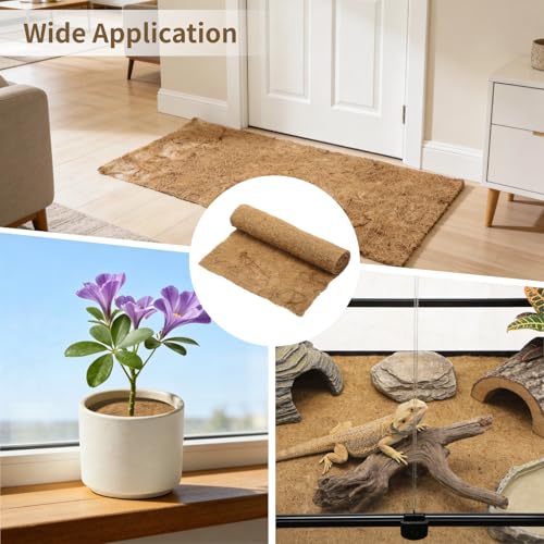 Coconut Coir Mat, 39.4 x 15.7 in Non-Slip Cuttable Coconut Fiber Rug, Warm Floor Liner for Plants, Reptiles, Animal, Indoor or Outdoor Use Coir Fiber Cushion