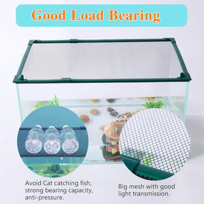 Magnetic Fish Tank Cover Green Frame Black Net, DIY Fish Tank Lid Adjustable Size Fit Tank Size Max 35''X19''(100x50CM) for Preventing Fish from Jumping Out and Reptile Escaping - color: Green Frame Black Net