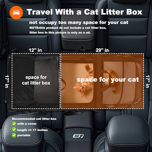 pidipiti 25x17x17 Extra-Large Expandable cat Carrier for car Road Travel | for 1 Extra-Large cat/2 Large /3 Medium Cats up to 35 lbs,large cage kennel for long road trip,zipper lock,good Visibility - size: 25.5"L x 17.0"W x 17.0"H