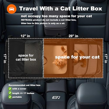 pidipiti 25x17x17 Extra-Large Expandable cat Carrier for car Road Travel | for 1 Extra-Large cat/2 Large /3 Medium Cats up to 35 lbs,large cage kennel for long road trip,zipper lock,good Visibility - size: 25.5"L x 17.0"W x 17.0"H
