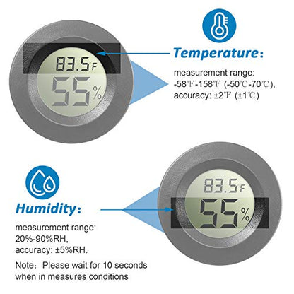 Weewooday 8 Pcs Mini Hygrometer Thermometer Digital LCD Monitor Indoor/Outdoor Room Humidity Meter Temperature Gauge for Greenhouse Garden Reptile Incubator Cellar ℉/℃ (Black) - size: Black
