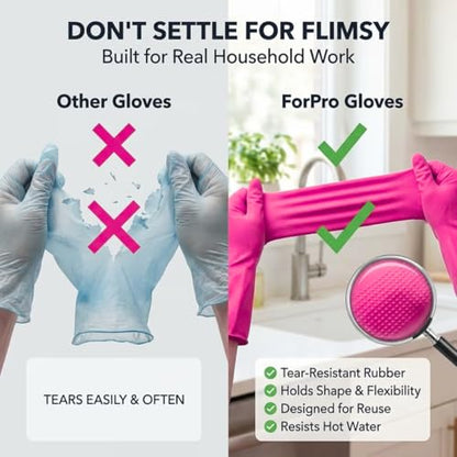 ForPro Natural Rubber Gloves, 6 Pairs Reusable Multi-Purpose Household Cleaning Gloves with Soft Inner Lining, Waterproof & Chemical-Resistant, Cotton Candy, X-Large - color: Cotton Candy, size: X-Large