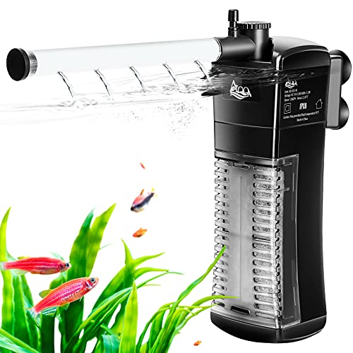 AQQA Aquarium Internal Filter Submersible Power Filter in-Tank with Adjustable Water Flow, Ultra Silent Sponge Filter for Fish Tank Water Crystal Clear - size: 30-60 Gallon, 120 GPH