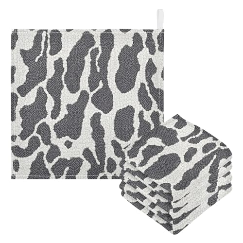 Washcloths Set Bathroom Kitchen Wash Cloths Face Towels Wipes Black White Reptile Skin Decorative 12x12 Inch 5 Pack - size: 5 pcs