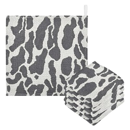 Washcloths Set Bathroom Kitchen Wash Cloths Face Towels Wipes Black White Reptile Skin Decorative 12x12 Inch 5 Pack - size: 5 pcs