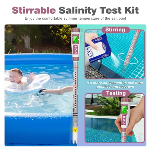 Salt Meter for Pools Truncheon Salinity Tester for Pool & Spa | Saltwater pool test kit for Swimming Pool,Spa, Hot Tub Freshwater Fish Tank - color: White salinity meter