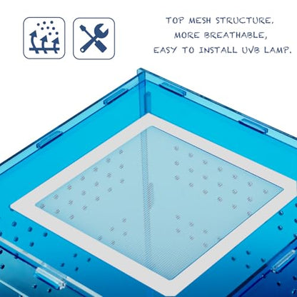 8x8x12 Blue Acrylic Terrarium Vertical for Spider Reptile | Vertical blue acrylic terrarium 8x8x12, waterproof sealed body, secure anti-escape, suits Reptile spider small lizard - color: Blue
