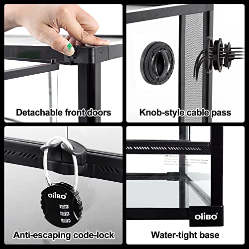 Full Vision Glass Reptile Terrarium 27 Gallon, Double Hinge Door with Screen Ventilation Reptile Tank 24"x16"x16" (Knock-Down) - style: 24"x16"x16"(27 Gal)