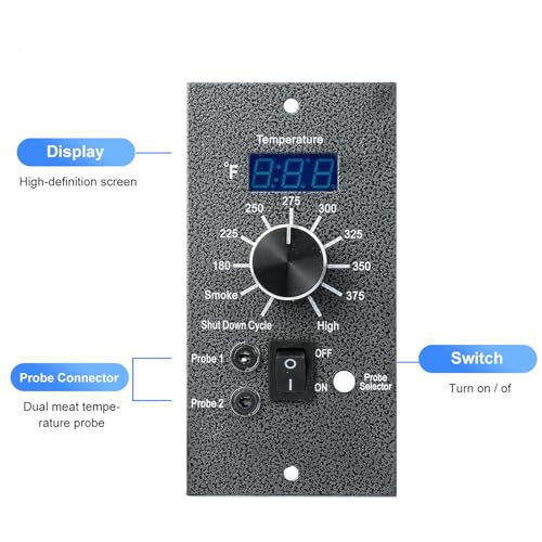 Digital Thermostat Kit for Traeger Control Panel Kit Parts Replacement, Upgrade Digital Thermometer Pro Controller Temperature Control Board for Traeger Pellet Grills, with Dual Meat Probes