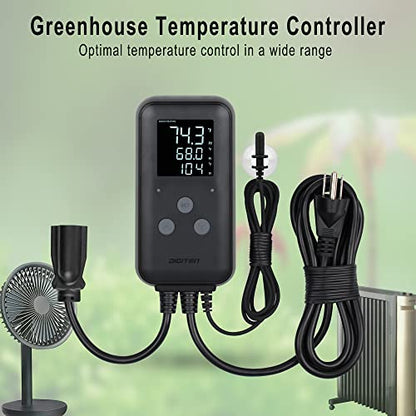 DIGITEN Heat Mat Thermostat Waterproof Temperature Controller DTC315 Greenhouse Aquarium Plug in Thermostat for Seedlings 15A Reptiles Temperature Controller Outlet - size: 15A Waterproof Temperature Controller