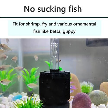 AQUANEAT Aquarium Air Powered Sponge Filter, Fish Tank Bio Bubble Filter with Airline Tubing, Valves, Suction Cup(up to 10Gal) - size: Small up to 10Gal