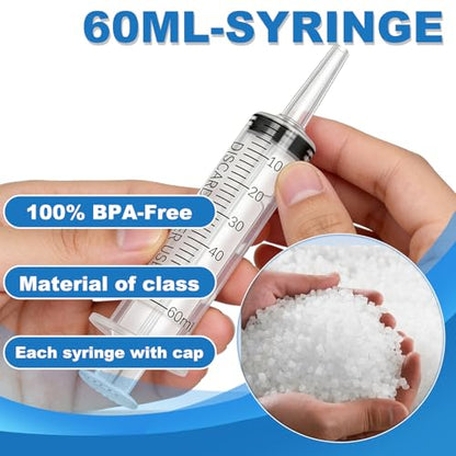 60ml Syringe with Measurement for Scientific Labs, Feeding Pets, Refilling and Measuring Liquids,Dispensing,with Cap (3PCS, 60ml) - size: 3PCS-60ml