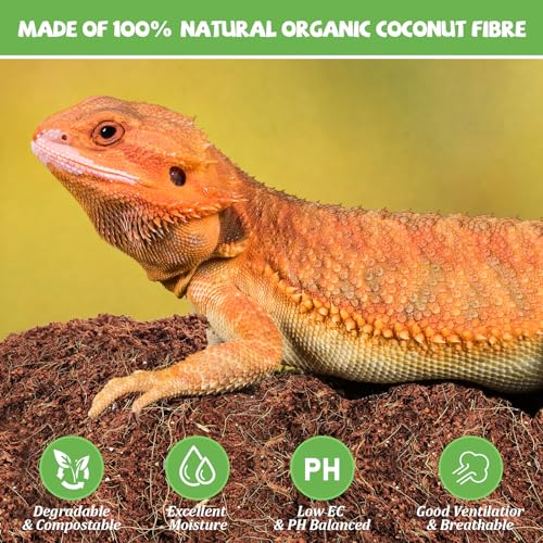 Riare 10 LB Natural Coconut Fiber Substrate, Coco Coir Reptile Substrate | Coconut Husk Reptile Bedding for Tortoises, Snakes, Geckos, Bearded Dragons & Hermit Crabs, Enclosures & Terrarium Setups - color: 1 Pack-10LBS