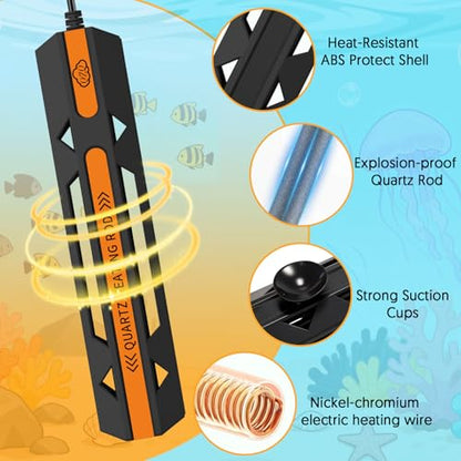 QZQ Aquarium Heater, 300W Adjustable Fish Tank Heater with Digital Display | External Temperature Controller, Submersible Turtle Tank Heater - size: 300W