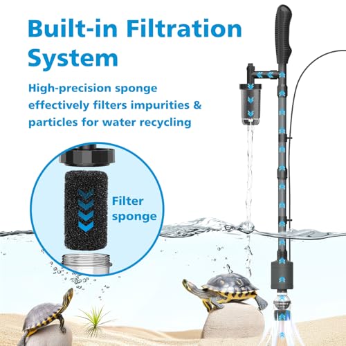 fishkeeper Electric Aquarium Gravel Cleaner, 6 in 1 Automatic Fish Tank Cleaning Tools Gravel Vacuum for Aquarium, Suitable for Water Change Wash Sand Water Circulation Adjustable Flow (25W, 265GPH)