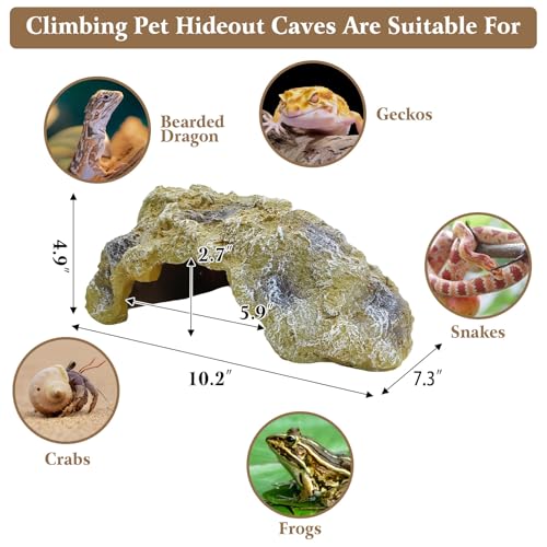 Hamiledyi Reptile Hides Large Simulation Rock Reptile Cave Hideouts Terrarium Habitat Décor Bearded Dragon Hideout for Snake Geckos Lizards Turtle Frogs Amphibians (L) - style: L : 10.2"×7.3"×4.9"