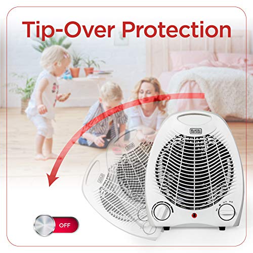 BLACK+DECKER Personal Desktop Heater, 1500 Watts, BHD101W, White | Space Heater for Office Desk, Home Office & Personal Use Desk, 2 Heat & Fan Only Settings, Adjustable Thermosta