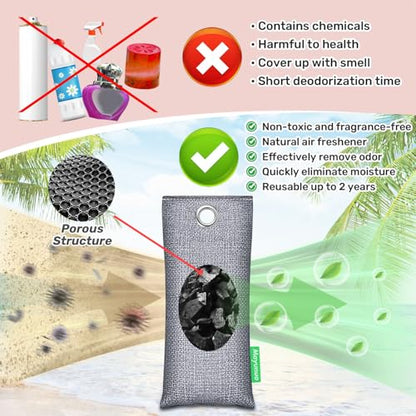 Activated Charcoal Odor Absorber Deodorizer Odor Eliminator for Strong Odor | Home, Basement, Closets, Shoes, Smoke, Car Air Freshener. 2 Pack Nature Bamboo Charcoal Air Purifying Bags - style: 2 Pack Shoe Deodorizer