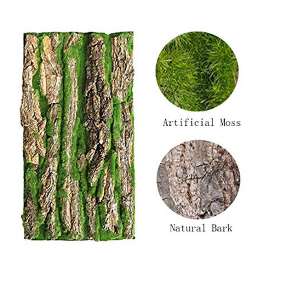PINVNBY Cork Terrarium Background,Reptile Bark Backdrop Wall Decor and Artificial Moss for Gecko,Lizard,Tortoise,Chameleon (2 Pack) - size: 【2 PCS】