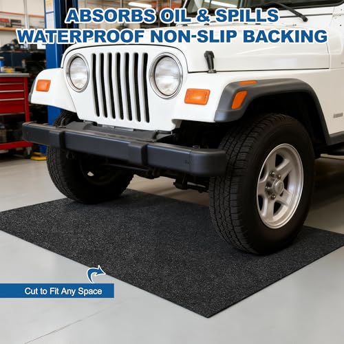 Oil Spill Mat 29" x 36" - Premium Felt + Waterproof Backing Contains Liquids Oil Absorbent Pads Washable Reusable Non-Slip for Motorcycle Trash Cans Gardening Tools Spot Maintenance Protection - size: 2'5" x 3'