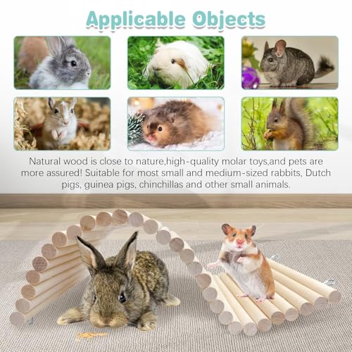 Hamiledyi Chinchilla Wooden Suspension Bridge Platform Toy, Small Animal Climbing Toys for Guinea-Pigs Sugar Glider Squirrel and Other Small Animals (Birch) - color: Birch