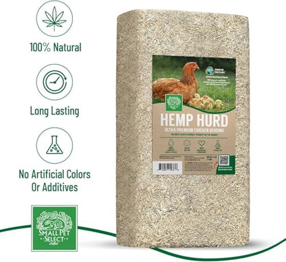 Small Pet Select Hemp HURD Chicken Coop Bedding, Odor Control, 18 lb | Ultra-Premium Biodegradable Bedding, Eco-Friendly Odor Control, Low Dust, For Chicken Coops, Runs & Brooders - size: 18 LB