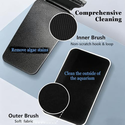 Magnetic Aquarium Cleaner, Dual-Action Aquarium Algae Scraper with Non-Slip Handle for Glass Fish Tank Maintenance Home Freshwater Cleaning - size: Medium