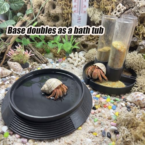 4-in-1 Hermit Crab Feeding Station - Integrated Nutrition and Hydration Center，3D-Printed Tank Accessories Made from Safe Materials, Suitable for Hermit Crabs and Small Reptiles. - color: Black
