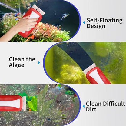 Aquarium Magnet Glass Cleaner Brush,Glass Fish Tank Algae Brush Cleaning Tool, with Two Algae Scraper，Floating Design Brush,Easy to Clean,Suitable for 1/8 to 1/3 Inch Fish Tank(Small) - size: S for Glass Thickness：1/8"-1/3"
