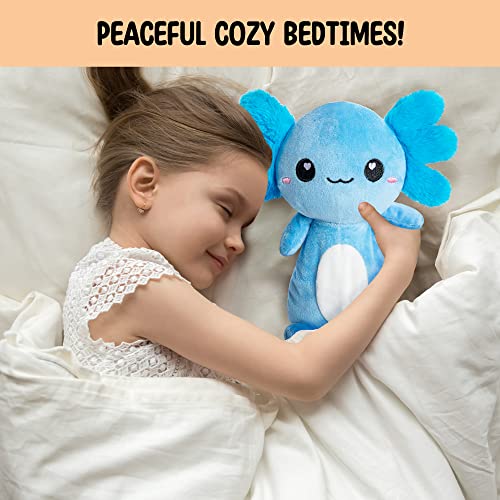 Axolotl Microwavable Unscented Heating Pad for Women and Kids- Cute Soft Cozy Pillow Plush Heatable Warm Stuffed Animals - Kawaii Hot and Cold Plushie Food Toy - Axolotl Gifts for Girls and Boys - style: Blue Axolotl