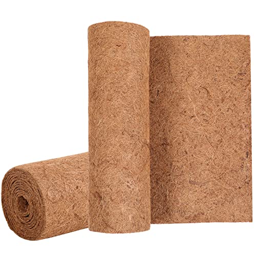 Sawysine 2 Rolls 24 x 160 Inch Coir Liner Roll Coconut Fiber Mat Natural Coconut Coir Liner Sheets Plant Potting Mat for Garden Planters Flower Window Box Basket Animal Pet Pad Reptile Carpet - size: 24 x 160 inch