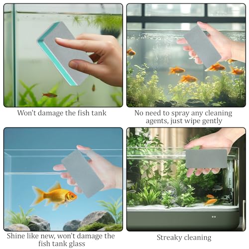 InnoHHustle 4 PCS Fish Tank Cleaning Tools, Aquarium Glass Cleaner Sponge Double Sided Sponge Brush Fish Tank Glass Surface buildew Remover Double Sided Aquarium Cleaning Pad for Fishes Turtle Tanks