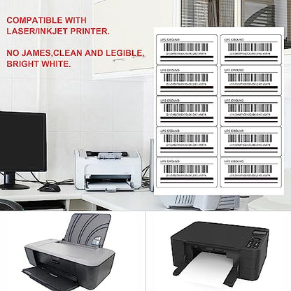 L LIKED 2"x4" Printable White Label Stickers 500 Labels 50 Sheets | Matte, permanent adhesive, laser/inkjet compatible, 10 per sheet, multipurpose for shipping, address & FBA - size: 50 Sheets