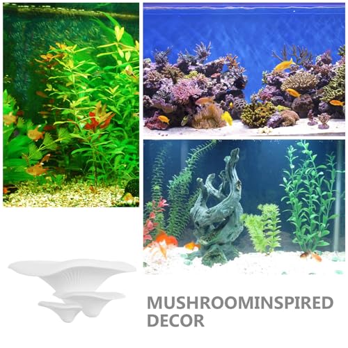 Mushroom Reptile Ledge Floating Shelf with Suction Cup Betta Fish Hammock Terrarium Tank Accessories for Gecko Frog Wall Plants Decor 5.07X2.59X2.36In