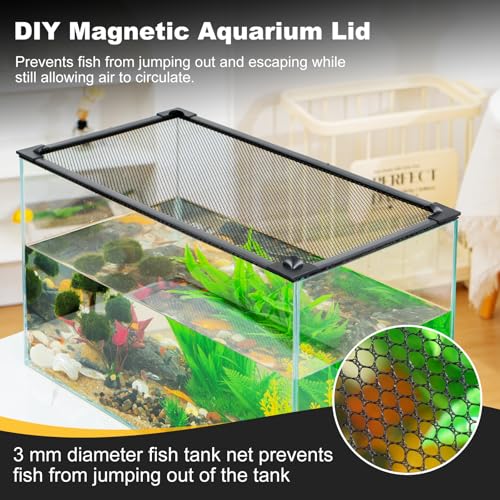 Uross Fish Tank Lid Magnetic Aquarium Lid Tank Hood top Cover Anti-Jumping Net Cover Mesh to Protect Fish Jumping Out of