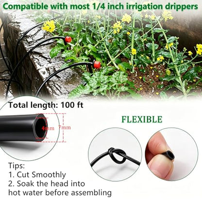 100FT 1/4" Drip Irrigation System Kit, Automatic Watering System, DIY Automatic Irrigation Equipment Set for Greenhouse, Garden, Yard, Lawn - size: 371PCS- 100FT Irrigation Kit