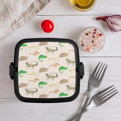 Lizard Turtle Leopard Gecko Reptile Lunch Box for Adults Portable Food Container Meal Prep Containers for Office Travel