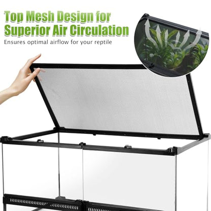 10 Gallon Reptile Enclosure Terrarium, 20“ x 12" x 10” | Front Opening Glass Reptile Tank, Waterproof Rainforest Terrarium for Geckos, Frogs, Small Lizards, Corn Snakes - size: 20" x 12" x 10"