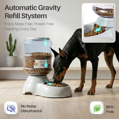 Flexzion Gravity Pet Feeder, Dog and Cat Food Dispenser, 1-Gallon Capacity | Self-Replenishing Dry Food Station with Non-Skid Feet and a Carry Handle; Holds Approximately 4-6 Lb Of Kibble - color: Feeder, size: 6-12 lb Feeder (3 Gallon)
