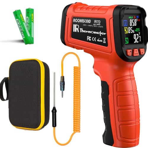 Infrared Thermometer Gun, -58°F to 2732°F, Dual-Mode 50:1 | 932°F K-Type Probe Included，Protective Tool Case Included，Industrial HVAC & Equipment Diagnostics - color: Orange/-58°F to 2732°F and -4°F to 932°F
