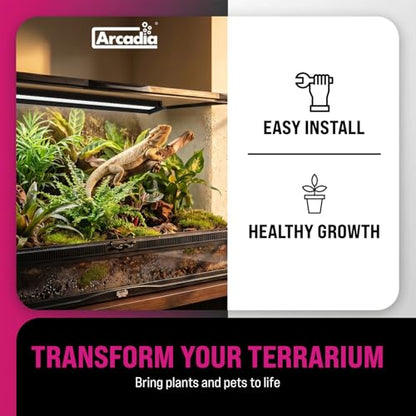 Arcadia LumenIZE Jungle Dawn LED Bar 19" Long 24 Watts High Lumen Output – Smart LED Light Bars for Indoor Reptiles Terrariums, Plants and Bioactive Setups, Long Lasting Easy to Use Natural Lighting