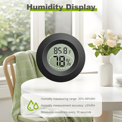 4-Pack Mini Hygrometer Thermometer, Digital LCD Humidity Meter Indoor/Outdoor Temperature Humidity Monitor, Reptile Thermometer Fahrenheit(℉)/Celsius(℃) for Incubators, Greenhouse Garden, Cellar, Jars