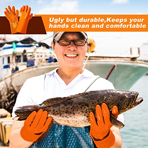 Jecery Plumbing Snake Gloves Sewer Gloves Abrasion Resistant Drain Cleaning Accessory for Men Women Plumber Tools Orange