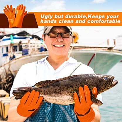 Jecery Plumbing Snake Gloves Sewer Gloves Abrasion Resistant Drain Cleaning Accessory for Men Women Plumber Tools Orange