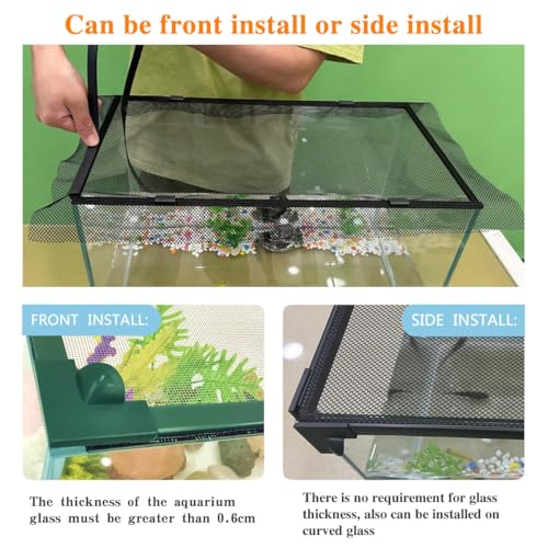 Magnetic Fish Tank Lid Green Frame Grey Fiberglass Mesh, DIY Fish Tank Cover Adjustable Size Fit Tank Size Max 35''X19'' for Preventing Fish from Jumping Out and Reptile Escaping - color: Green Frame Grey Fiberglass Net