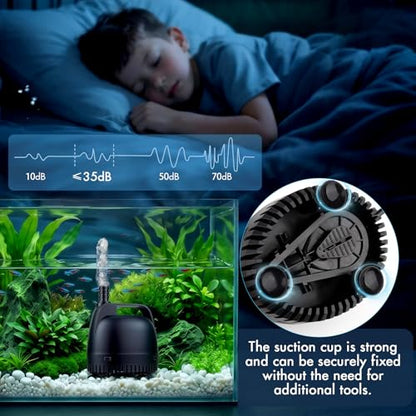 hygger 660GPH Submersible Pump Aquarium, Fish Tank Water Pump Adjustable Flow with 2 Nozzles, 8.2 ft High Lift Quiet Fountain Pump for Aquarium, Pond, Hydroponics, Water Garden - size: M