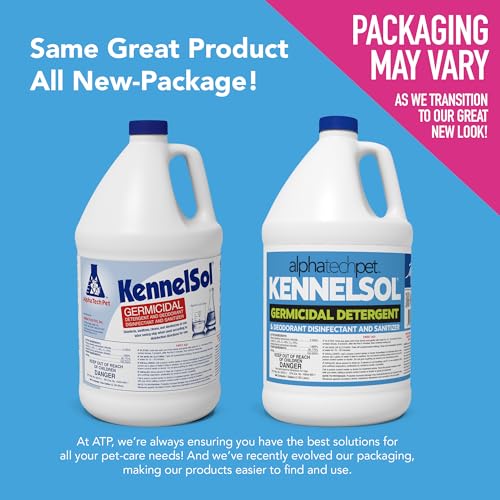 ATP KennelSol Disinfectant & Cleaner for Kennels, 128 fl oz, 4 ct | EPA-Registered, Concentrated Formula, Industrial Germicidal Detergent and Deodorizer for Shelters and Rescue Organizations - size: 128 Fl Oz (Pack of 4)