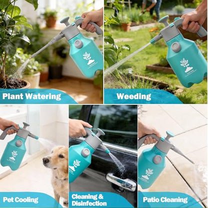 Garden Hand Pump Sprayer 1/2 Gallon, Plant Mister Spray Bottle 2L | Handheld Pressure Sprayer with 360° Extended Spray Rod, Side Water Inlet Design, Adjustable Nozzle & Safety Valve
