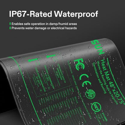 VIVOSUN 48"x20.75" Seedling Heat Mat with Built-in Temperature Controller | UL & MET-Certified Waterproof Plant Heating Pad for Germination, Hydroponics, Brewing, Breeding, and Greenhouses - size: 48"x20.75"